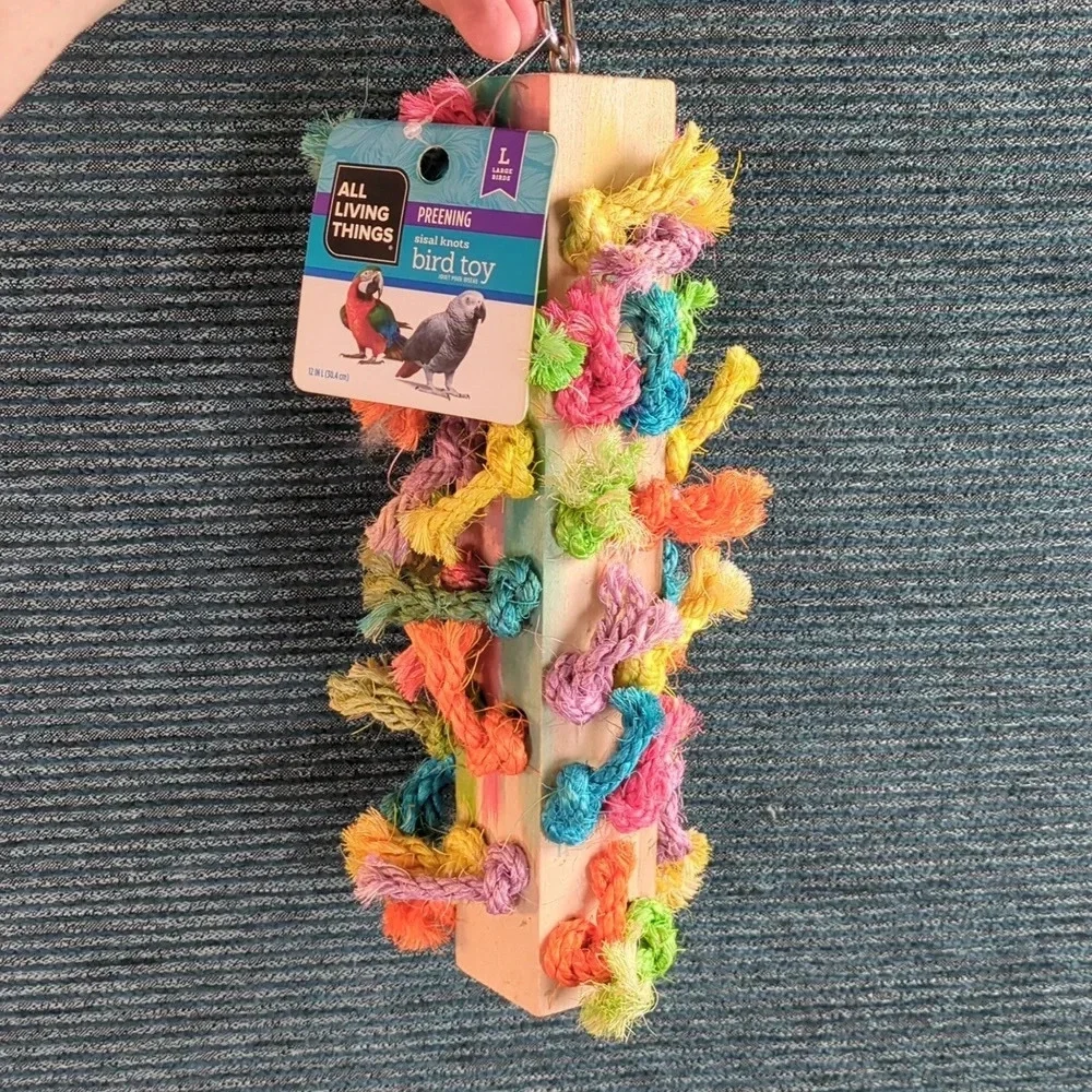 For Pet Rescue! All Living Things Sissal Knot Wood Block Bird Toy
